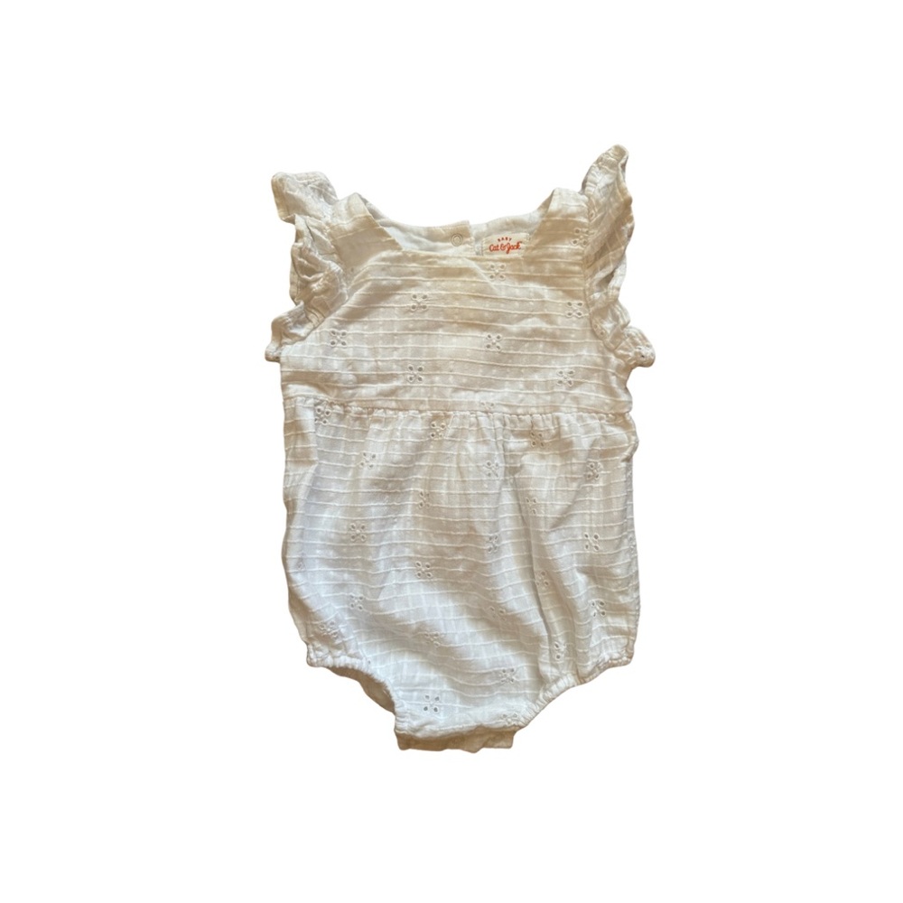 Cat & Jack White Eyelet Ruffle Baby One-Piece
